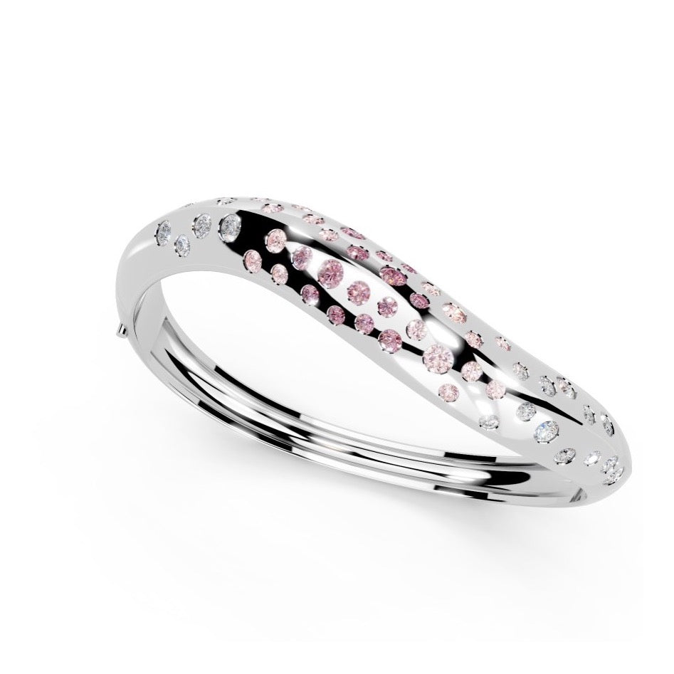 Liquid — Collection 01: wave bangle with scattered lab-grown diamonds